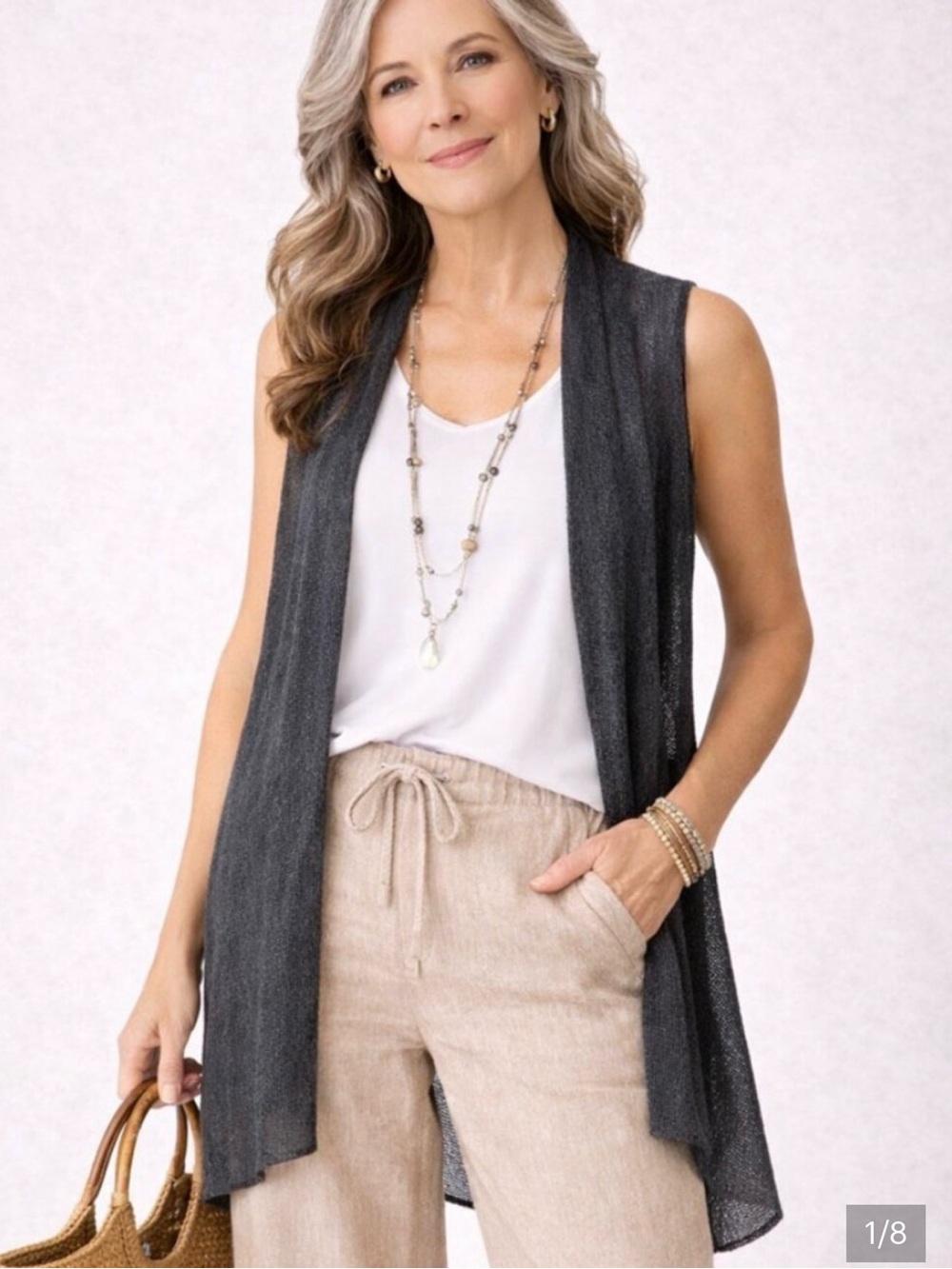 Eileen Fisher Open grey knit Cardigan
